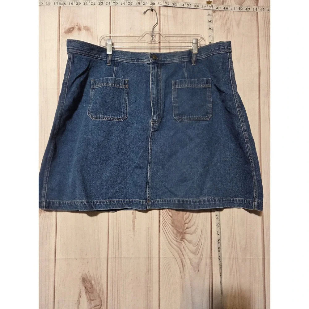 Adriana Sport Denim Skirt Blue Size 22W Two Pocket A Line Casual Everyday